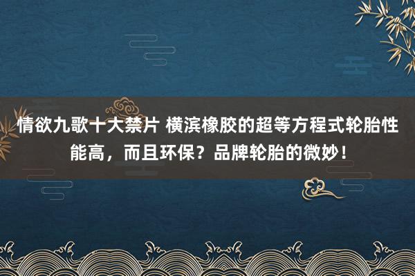 情欲九歌十大禁片 横滨橡胶的超等方程式轮胎性能高，而且环保？品牌轮胎的微妙！