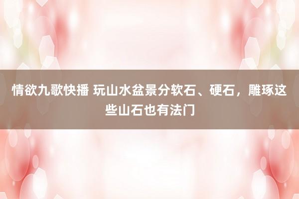 情欲九歌快播 玩山水盆景分软石、硬石，雕琢这些山石也有法门
