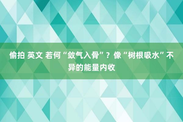 偷拍 英文 若何“敛气入骨”？像“树根吸水”不异的能量内收