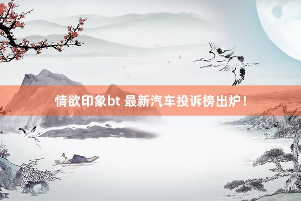 情欲印象bt 最新汽车投诉榜出炉！