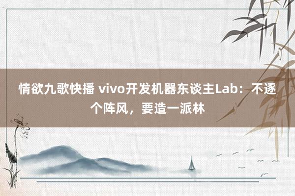 情欲九歌快播 vivo开发机器东谈主Lab：不逐个阵风，要造一派林